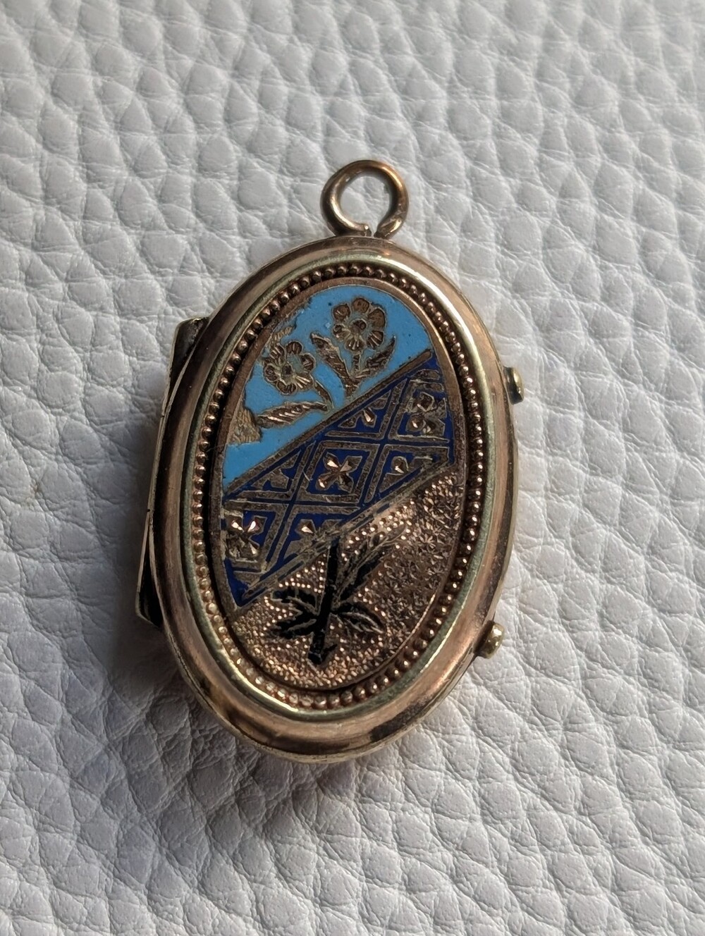 Antique Victorian Enamel & Gold Filled Etched Locket